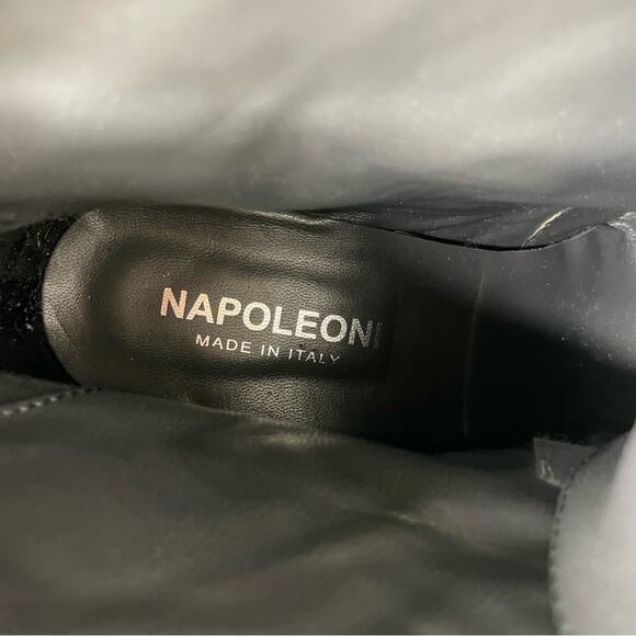 Napoleoni black leather heel lace up boots made in Italy size 41 - Picture 11 of 15